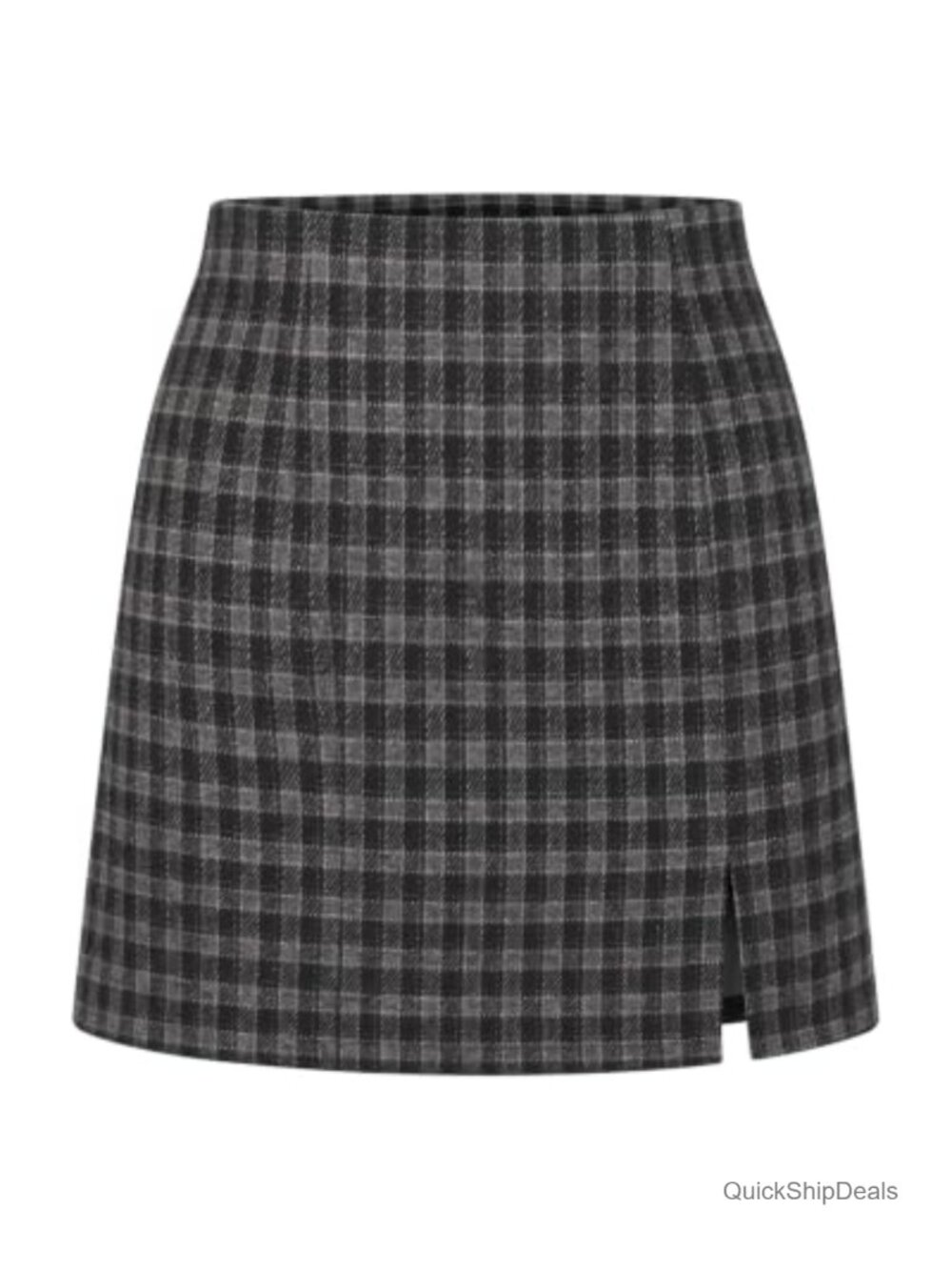 High Waisted Plaid Gingham Mini Skort Slit Built-In Shorts Fall Skirt